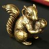Lucky Wealth Brass Squirrel Holds Pine Nut Car Keychain Pendant Ornament Brass Squirrel Ornament Crafts Sculpture Landscaping