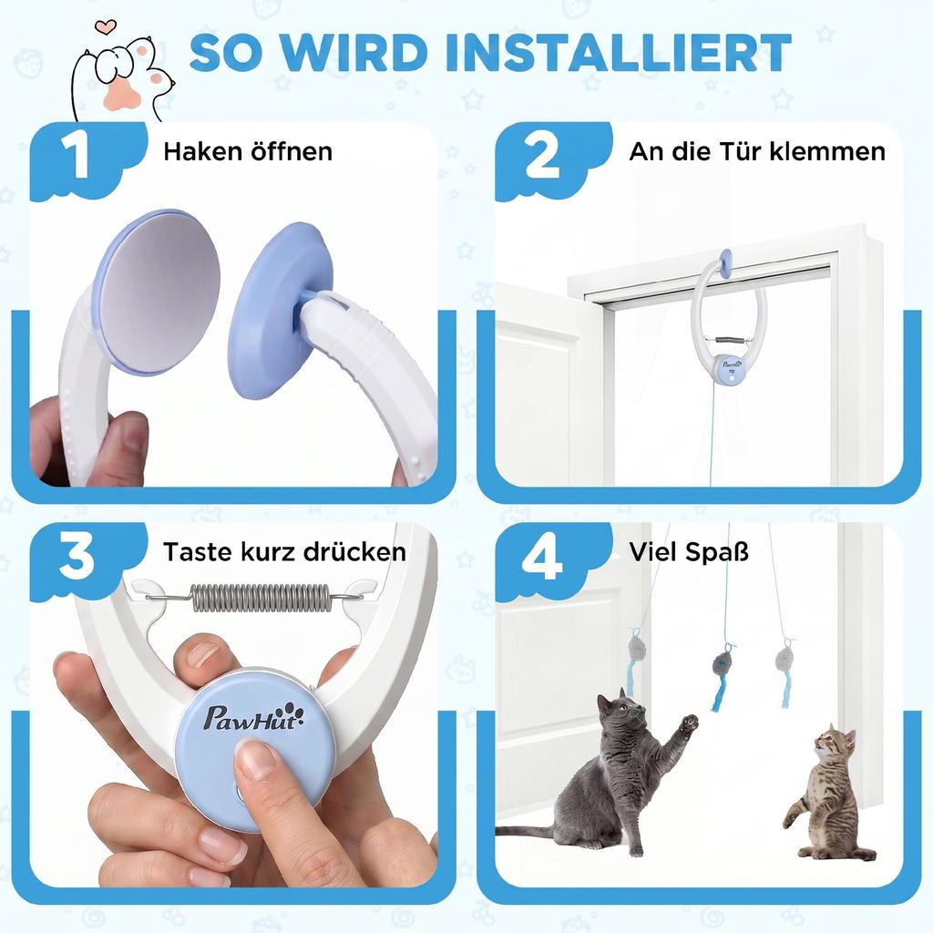 Interactive Cat Toys for Indoor Kittens & Adult USB Rechargeable Door Hanging Bouncing Mouse Teaser