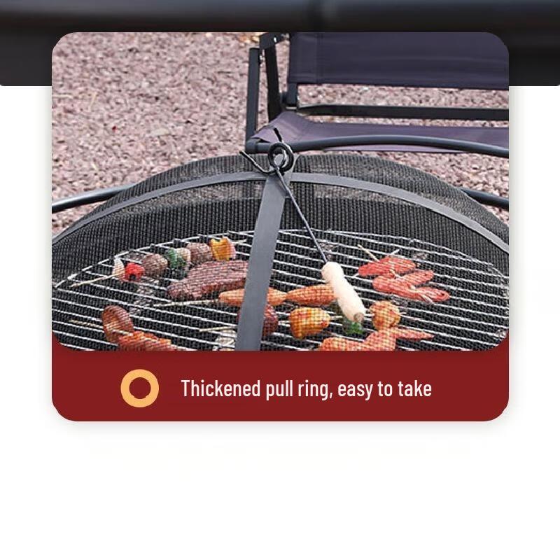Round Outdoor Fire Pit BBQ Grill Table