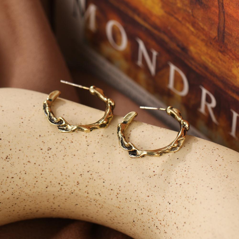 Простые и креативные ретро-круглые C-образные геометрические серьги, женские индивидуальные геометрические серьги для девочек