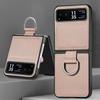 PU Leather Flip Phone Case With Texture Ring Stand Motorola Razr 40 Ultra 50 60 Full Coverage