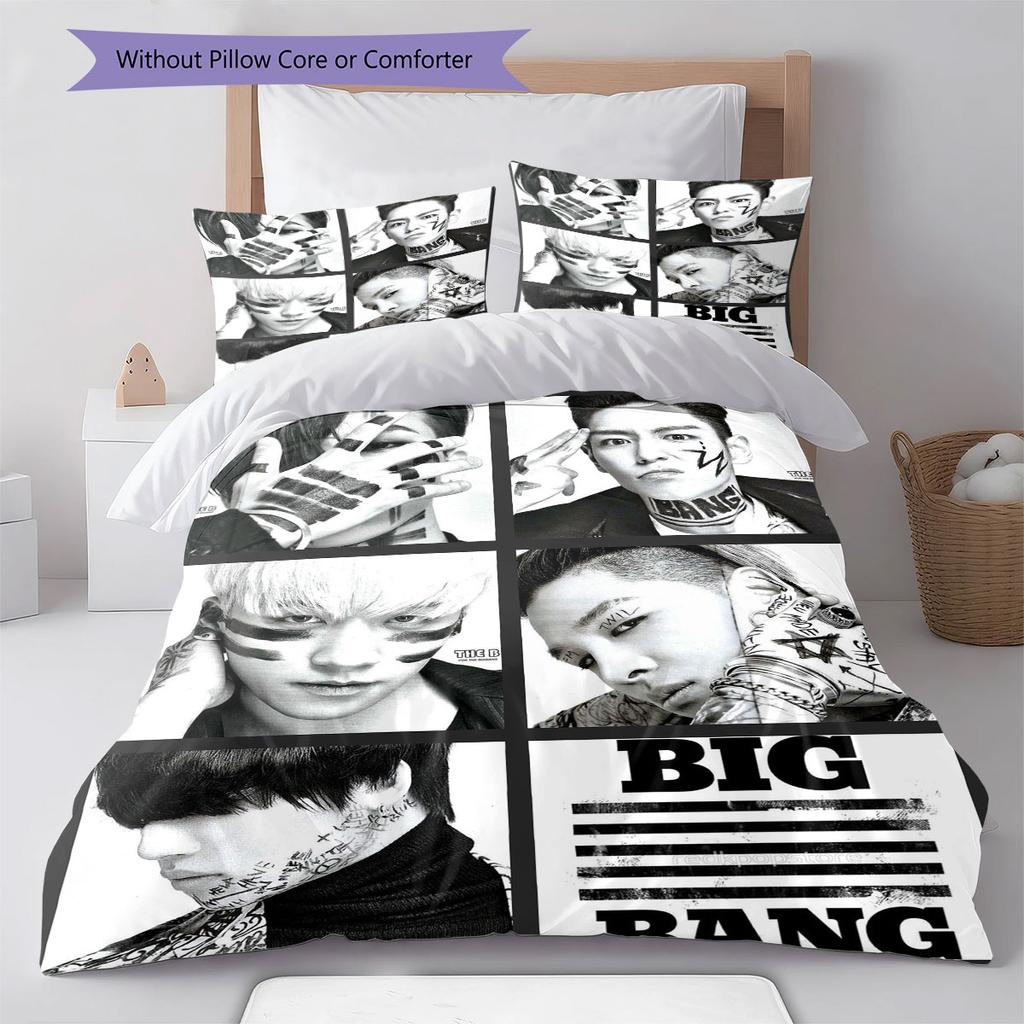Постельное белье с узором BIGBANG, Комплект с одеялом, Пододеяльник, Наволочка, Домашний Подарок на День Рождения(1 пододеяльник + 2 наволочки, без наполнителя)
