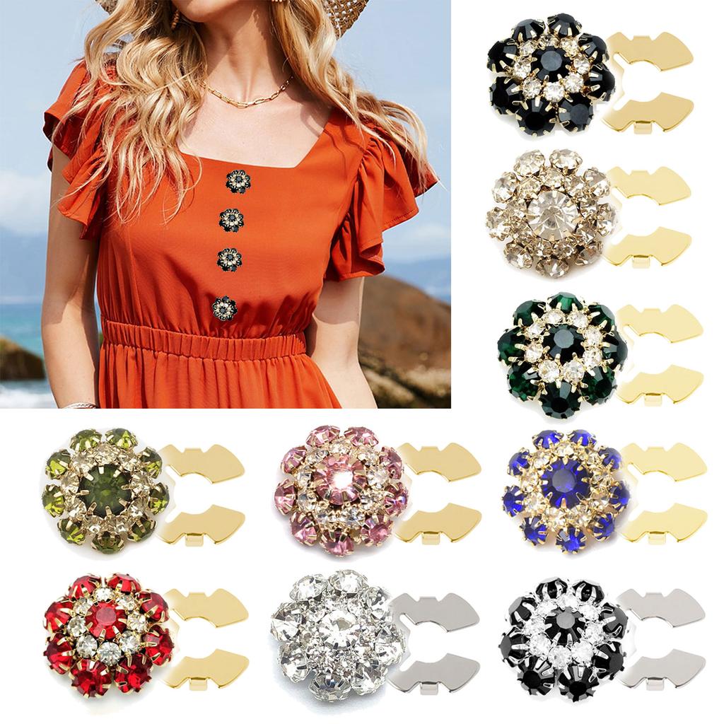 Rhinestone Button Cover Decorative Button Embellishment Button Flower Button Cover for Jewelry Craft Decoration