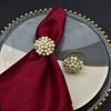 4PCS Rhinestone Pearl Napkin Rings for Table Setting Decorations, Gold Serviette Buckle Elegant Napkin Ring Holder for Wedding Dinner Table Decoration