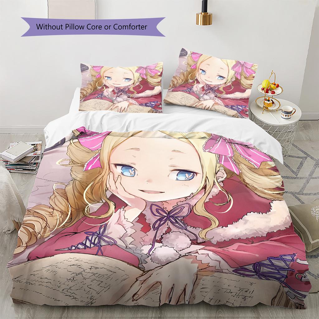 Re:Zero Pattern Bedding Quilt Set Home Decoration Gift (1 * duvet cover + 2 * pillowcase without core)