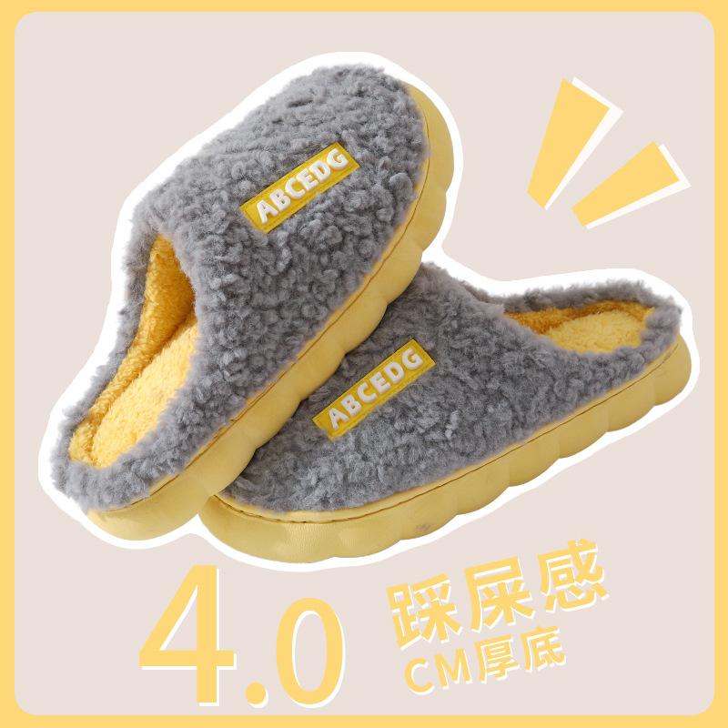 Cotton Slippers Women's Winter Home Home Home Warm Non-slip Thick Bottom Couple New Wool Slippers Men's Autumn and Winter