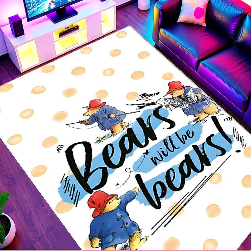 Paddington Bear Print Rug, Washable Floor Carpet, For Entryway Dorm Laundry Room Office Study, Home Decor Birthday Christmas Gift