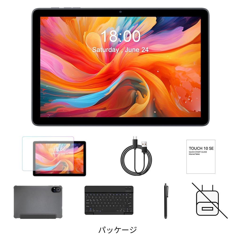 PRITOM WiFi Android 24 ГБ 128 ГБ WideVine L1 IPS 8000 мАч Чехол-клавиатура Японская инструкция Серый 10-дюймовый планшет, 15, (6 ГБ + 18 ГБ) + ОЗУ, Дисплей,