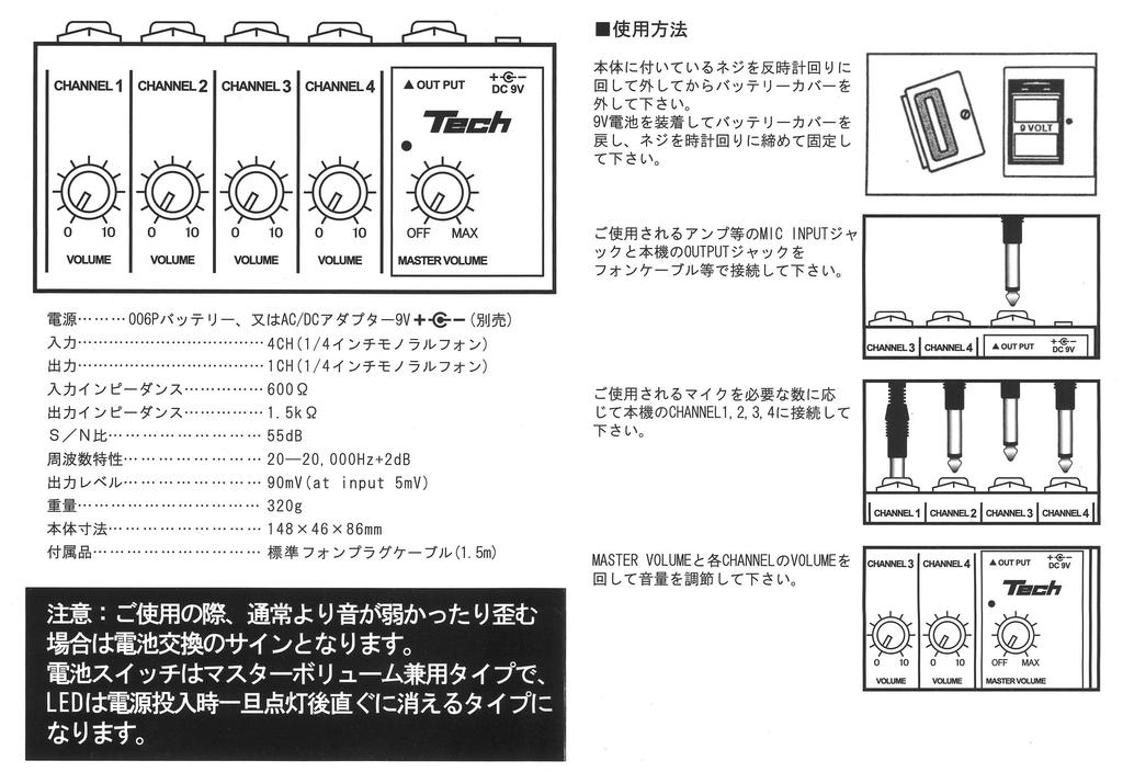 TECH TM-4 4-Channel Micro Mixer with 1.2m Cable (Includes One)