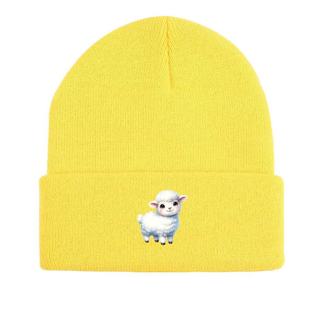 White Sheep Winter Knit Hat Beanie, Animal Man Cap Winter Slouchy Unisex Gorro Knitted Cap Beanie