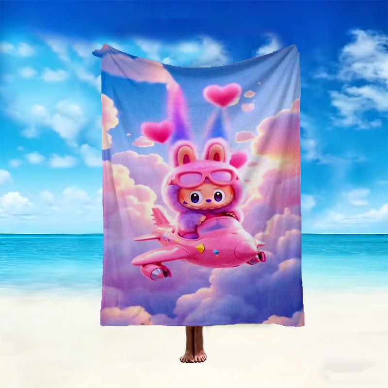 [1pc LABUBU Blanket] All-Season Blanket - Cozy Blanket for Sofa Couch Home Decoration, Digital Printed Nap Blanket