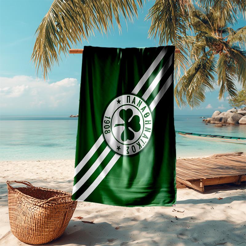 proof beach towel with Panathinaikos FC pattern - soft,absorbent,quick-drying,machine washable - perfect for swimming,camping,bathing