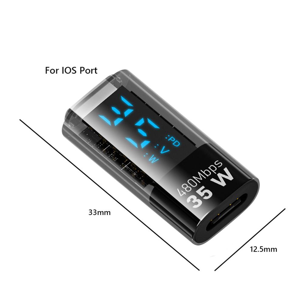 Светодиодный дисплей типа C к 8-контактному адаптеру PD35W USB2.0, 480 Мбит/с, измеритель мощности TypeC(черный)