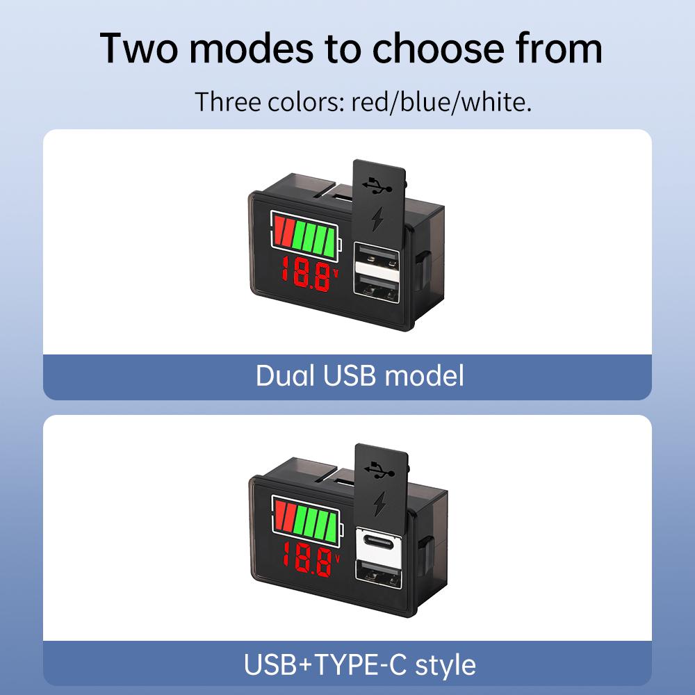 DC8-30V Индикатор уровня заряда автомобильного аккумулятора 12В 24В USB Type-c Тестер емкости литиевой батареи Дисплей Светодиодный тестер Вольтметр