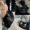 Nylon Tarp-splice Cowhide Underarm Lock Tote Commuter Crossbody Bag for Women