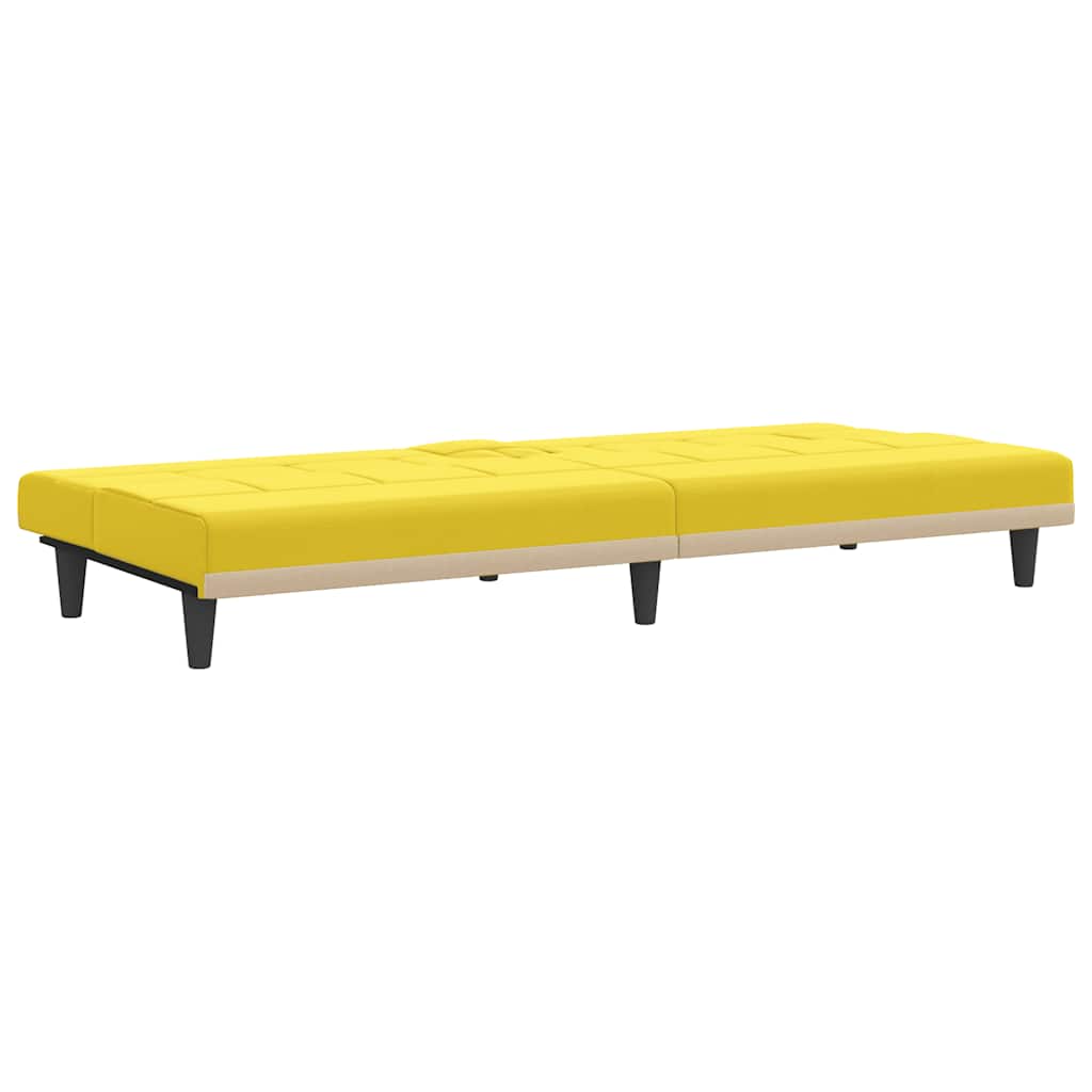 Yellow Beige Sofa Bed with Drink Holders