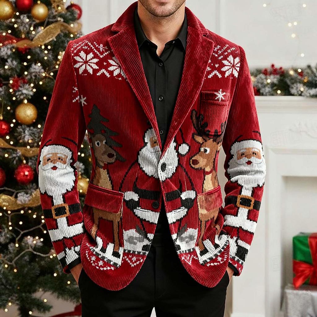 Мужской вельветовый теплый пиджак-кардиган с принтом и карманами, мужской повседневный костюм