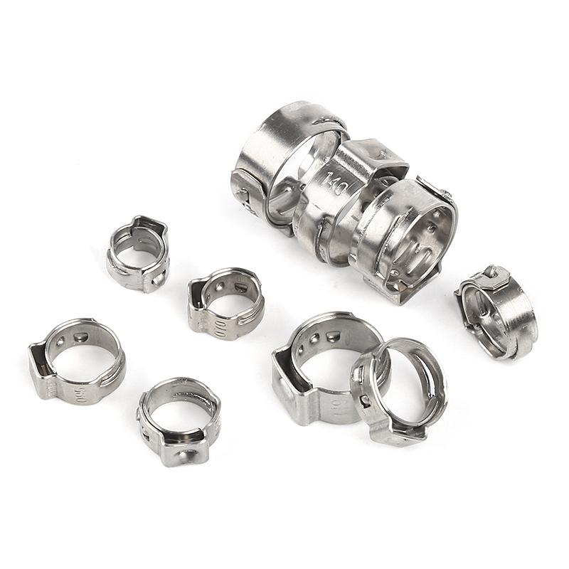 50pcs Hose Clamps Single Ear Stepless 4.7-23.5mm 304 Stainless Steel Hose Clamps Cinch Clamp Rings for Sealing Kinds of Hose