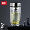 Fuguang Tea Cup with Infuser, 400ml Double-Walled Glass Water Bottle for Men and Women