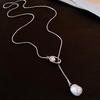 Y-shaped Imitation Pearl Pendant Necklaces Irregular Cross Knotted Neck Chain for Women Suit Shirt Overcoat Jewelry Ornament K