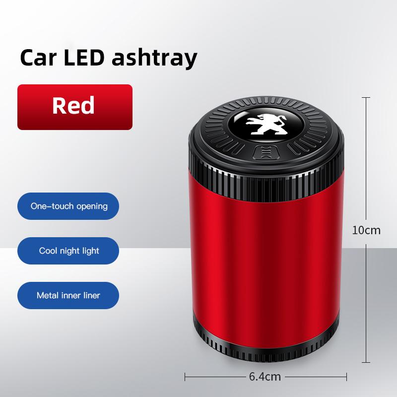 Car Interior Accessories Ashtray LED Light Portable Smoke Ashes Holder For Peugeot 208 3008 308 207 107 508 607 106 406 408 5008