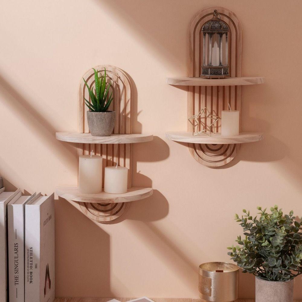 High Quality Wooden Wooden Wall Mounted Shelves Modern Home Decor Vintage Bohemian Wall Decor Wooden Floating Shelf Gift