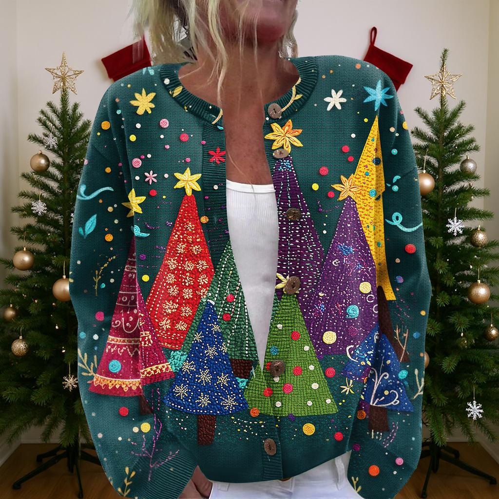 Женский рождественский свитер Милый забавный рождественский свитер Осень и зима Свитер с длинным рукавом вязаный