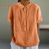 Женская повседневная рубашка с кукольным воротником и пуговицами, рубашка с коротким рукавом и однобортной однобортной однотонной рубашкой свободного покроя