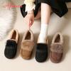 Fashion Aphixta Soft Furry Loafers Flat With Women Flats Slip On Short Plush Casual Round Toe Flats Woman Shoe Autumn Winter Loafers
