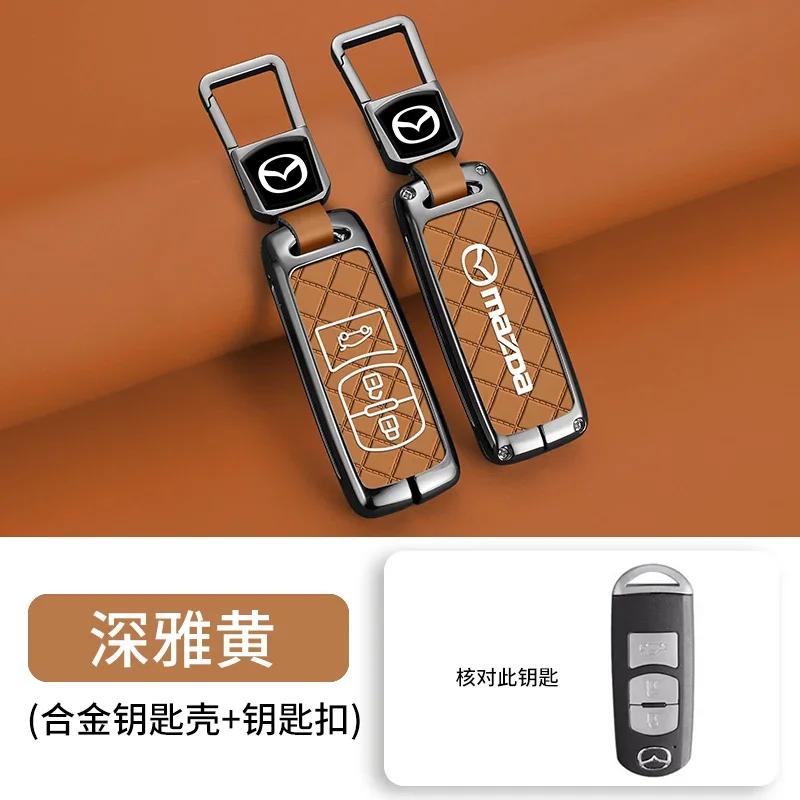 Leather Car Remote Key Case Cover Shell Fob Keychain For Mazda 2 3 6 Atenza Axela Demio CX-5 CX5 CX-3 CX3 CX7 CX-7 CX-9 CX9 MX5 FF1