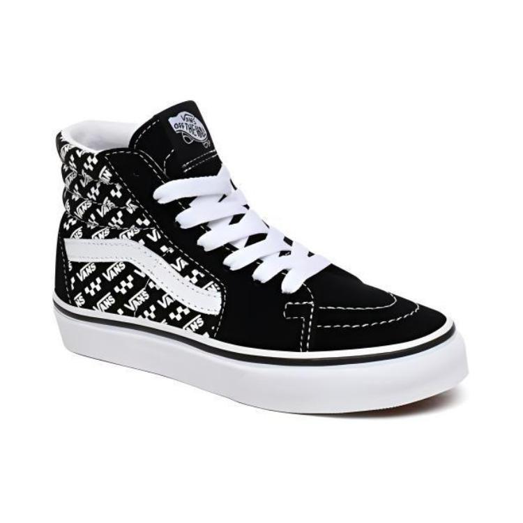 Vans SK8 Canvas Abrasion Resistant High top Skateboard Shoes Black With White Print Children Aged 3 7 Years Old VN0A4BUWTEZ