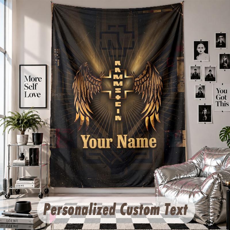 Wall Hanging Tapestry With Custom Name & Text, Rammstein Decorative Tapestry For Bedroom