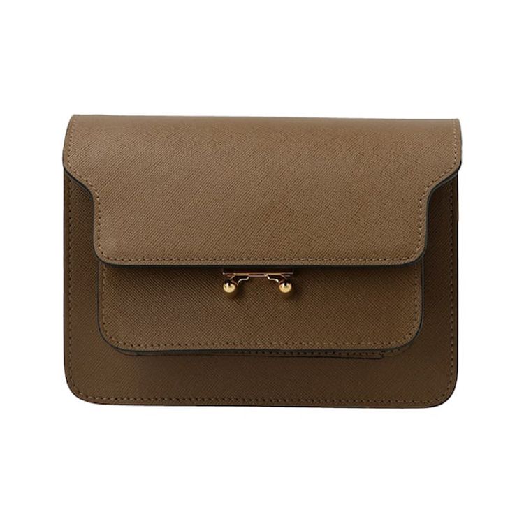 Marni Solid Color Minimalist Calfskin Crossbody Shoulder Bag Women bags Brown SBMPS01NO1-LV520-ZM28N