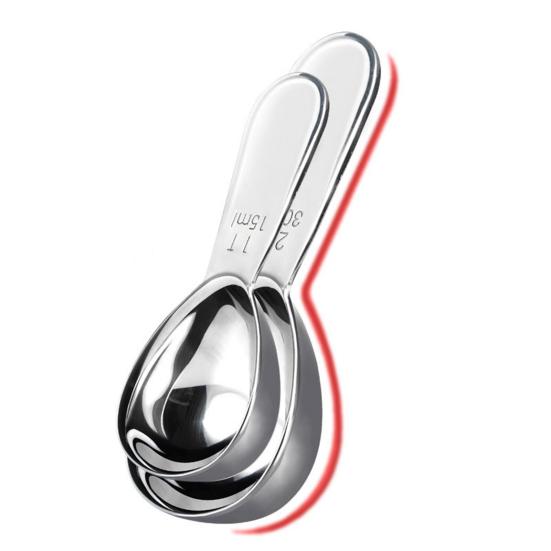 Кофейная ложка из нержавеющей стали, мерная ложка 15/30 мл, столовая ложка для молотого кофе, сахара, специй, короткая ручка, кухонный измерительный инструмент