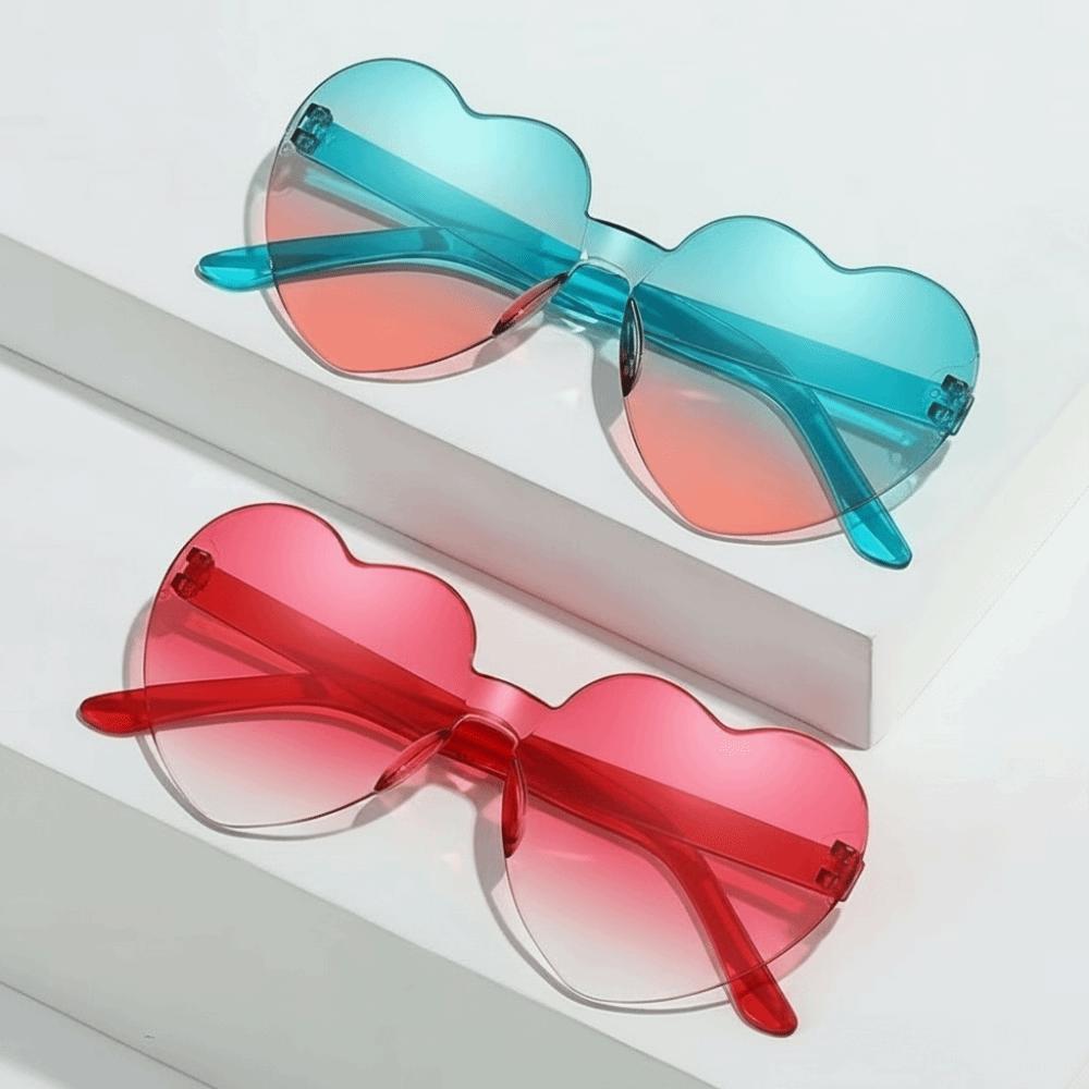 Trendy Love Heart Shape Sunglasses UV Protection Colorful Gradient Sunglasses Women