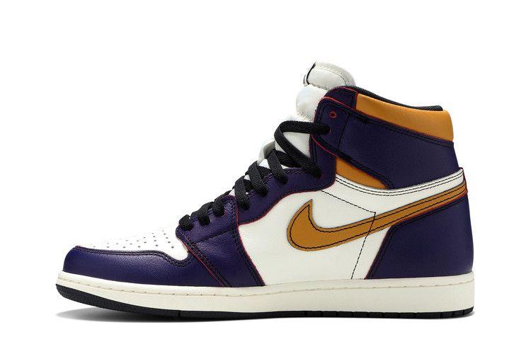 Men's Sneakers Nike Jordan 1 Retro High OG Defiant SB LA to Chicago Court Purple/Black-Sail-University Gold