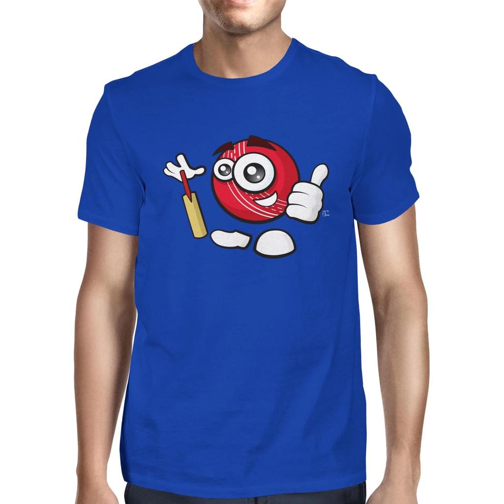 1Tee Mens Happy Cricket Ball with Bat T-Shirt