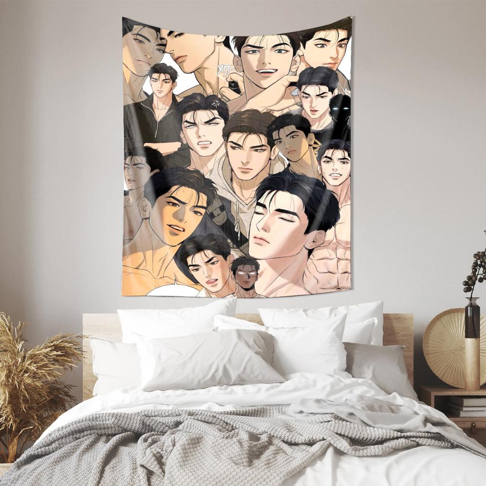 Charming Anime Male Characters Tapestry Unique Art Wall Hanging Fashionable Home Decor