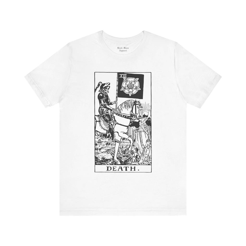 Смерть, Футболка с картой Таро, Старшие Арканы, Оккультная рубашка, Винтажное искусство, Магическая футболка, Чтение Таро, Футболка с коротким рукавом Джерси с Мрачным Жнецом