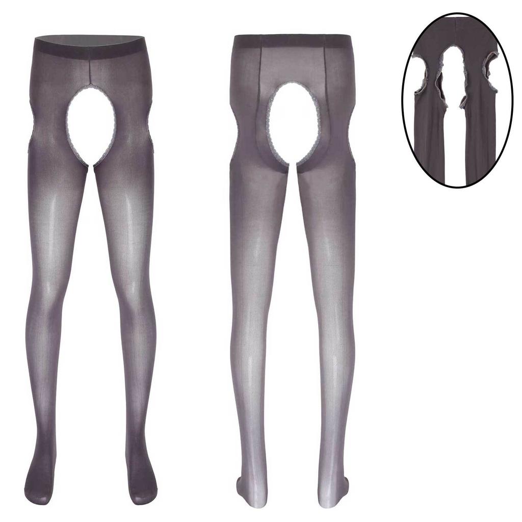 Мужские колготки с кружевной отделкой, длинные брюки с открытой промежностью, колготки, леггинсы