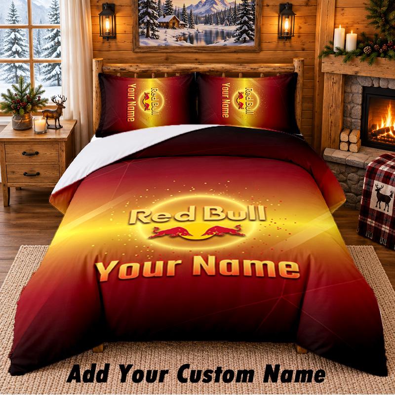 RB Leipzig FC Pattern Bedding 3Pcs Set Custom Name, Bed Sheet And Pillowcases For Home Bedroom