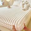 Solid Faux Rabbit Velvet Fitted Bed Sheet High-Quality Thickened Warm Winter Bed Cover Skin-Friendly Mattress Topper for Single