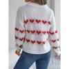 Women's Autumn and Winter Casual Lantern Sleeve Color Collision Heart Pullover Sweater