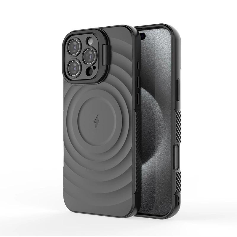 iPhone17 Pro Max Невидимая Линза Стенд Матовый Чехол с Волновым Магнитным Противоударным Защитой