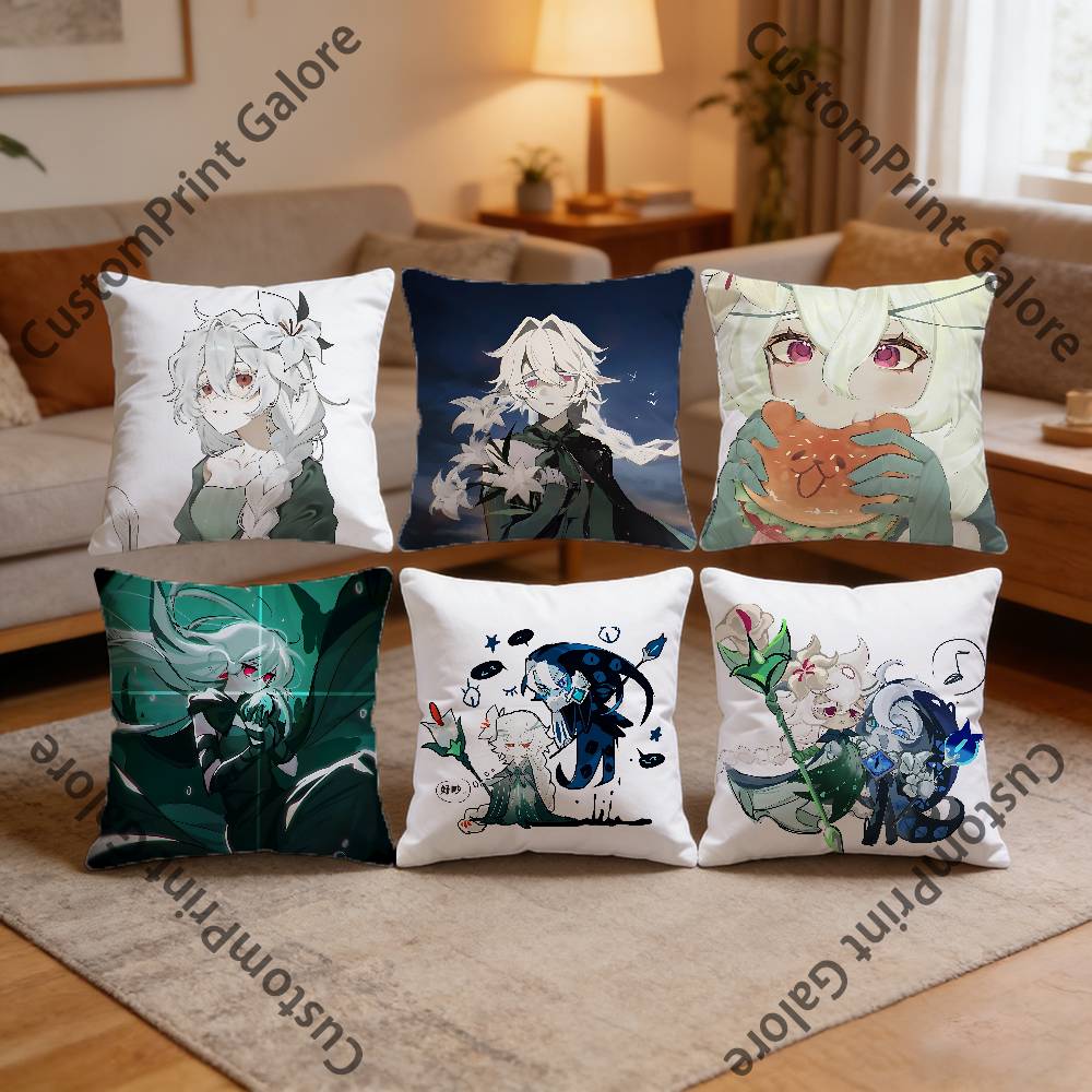 White Lily CCookieS Polyester Printed Pillow Cover Square cm Soft for Sofa Bed Car Home Decor
