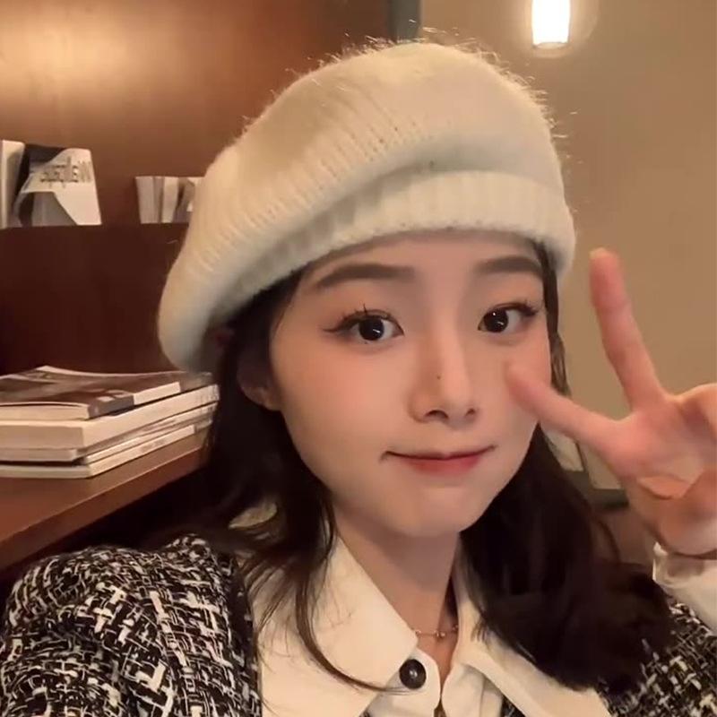 Вязаный берет, осенне-зимняя плюшевая шляпа художника, универсальная, большая окружность головы, шерстяная шляпа, женская шляпа