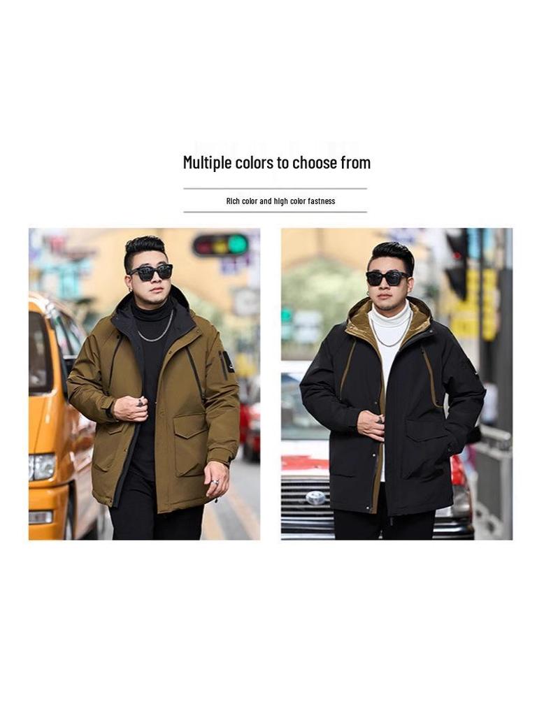 Мужская хлопковая куртка средней длины с капюшоном большого размера - Зимняя модная марка 808
