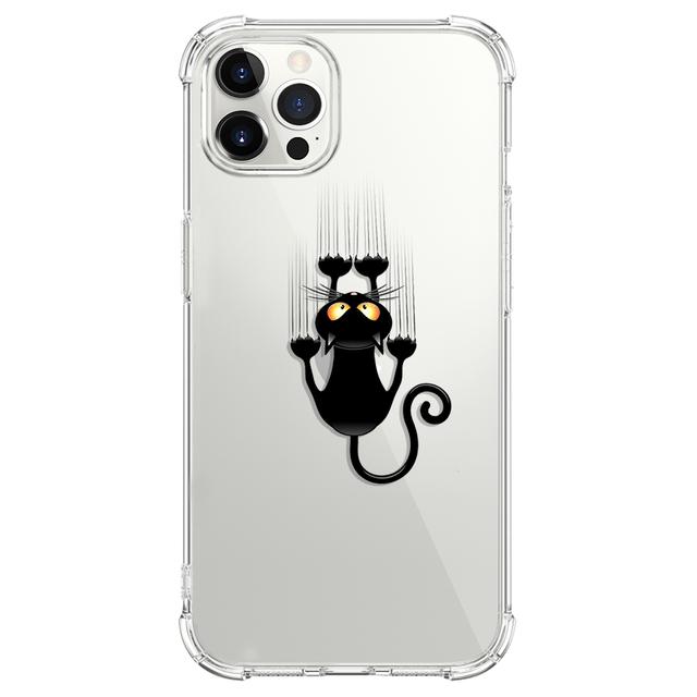 Cartoon Cute Cat Shockproof Phone Case For Iphone 12 13 Mini 11 Pro Max Xr X Xs Max 7 8 6 6s Plus Se 2020 Clear Soft Back Cover