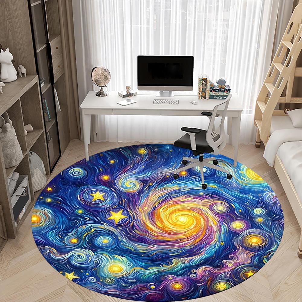 1pc Galaxy Swirl Chair Carpet for Office Non-Slip, Rug for Office, Room, Good Gift for Family or Friends, yy251226151
