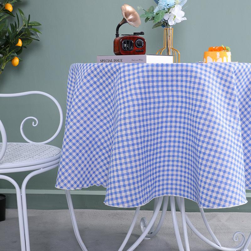 Круглая Скатерть Хлопок Лен Клетчатая Скатерть Маленькая Свежая Круглая Скатерть Скатерть для Кофейного Столика Скатерть для Кофейного Столика